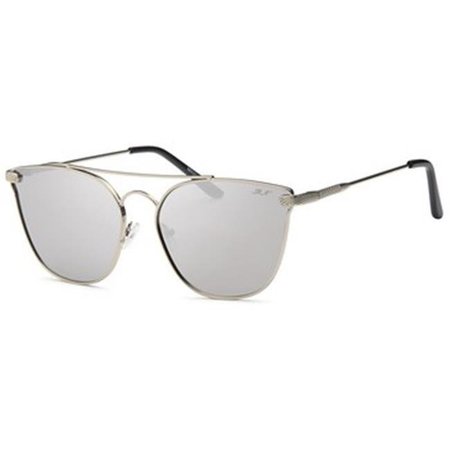 BALCONY BEYOND Sassy Flat-Lens Oversized Aviator Style Sunglasses; Silver BA1255330